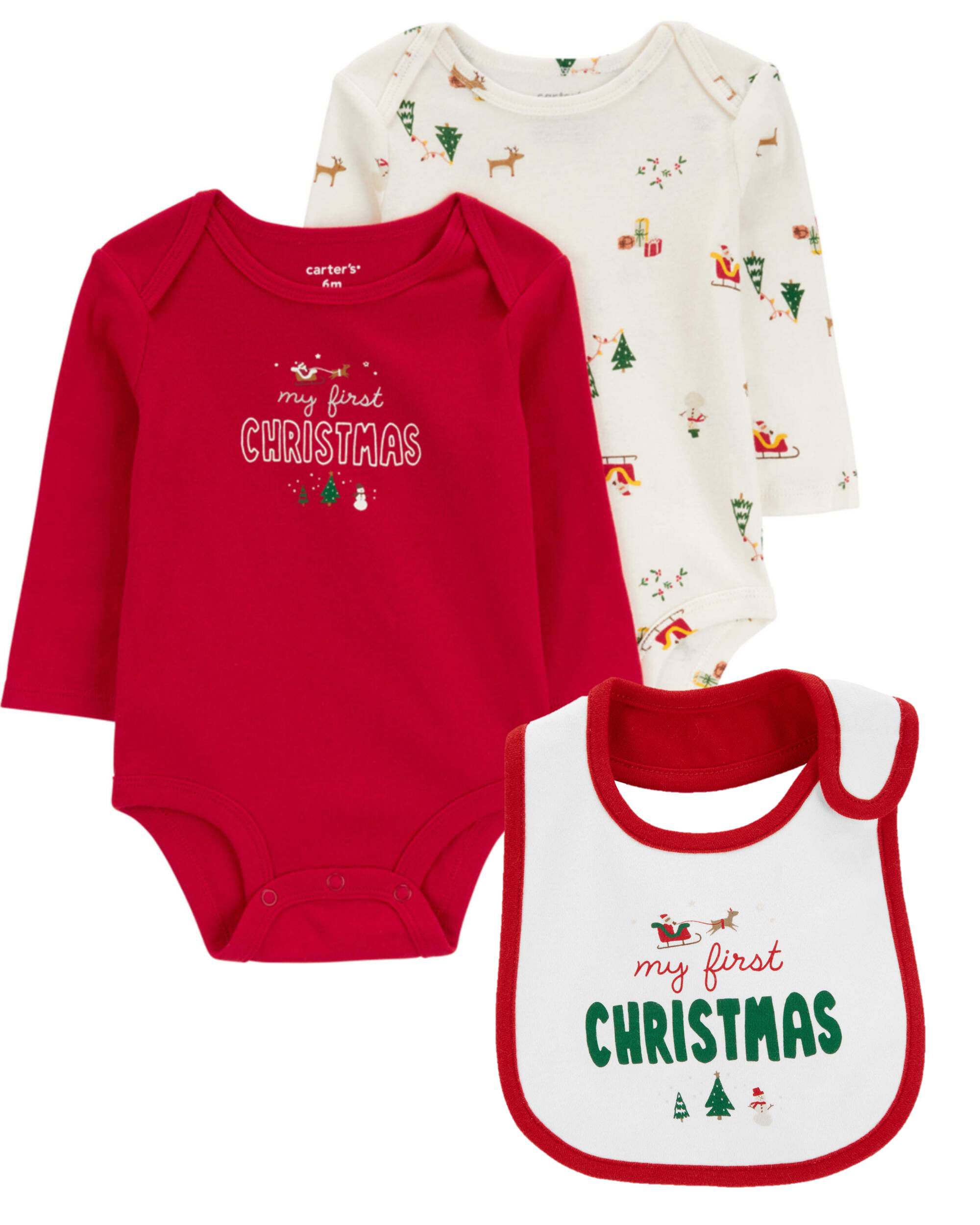 Red White Baby 3 Piece My First Christmas Set carters