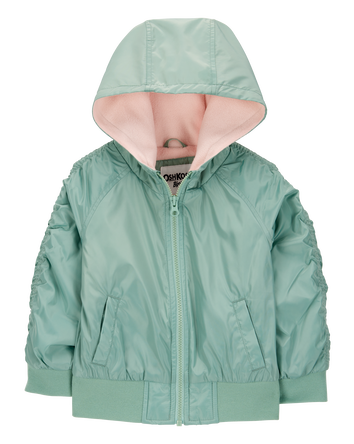 Toddler Girl Fleece-Lined Midweight Bomber Jacket - Green, 