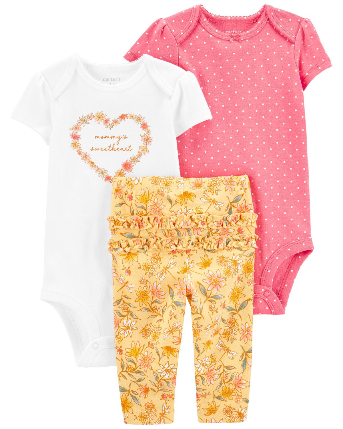 Pink/Yellow Baby 3-Piece Floral Little Character Set | carters.com