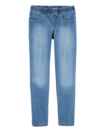 Kid Medium Blue Wash Elastic-Waist Jeggings, 