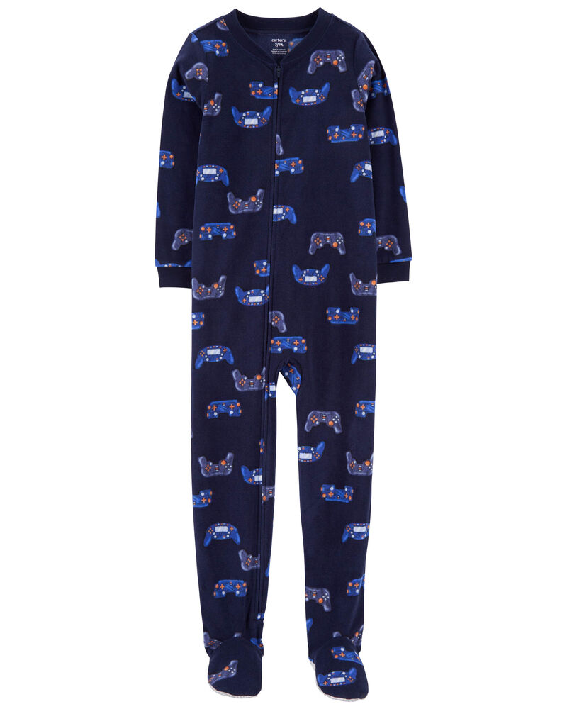 Kid 1-Piece Gamer Fleece Footie Pajamas, image 1 of 3 slides