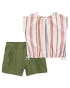 Kid 2-Piece Striped Linen Top & Linen Shorts Set
, image 1 of 5 slides