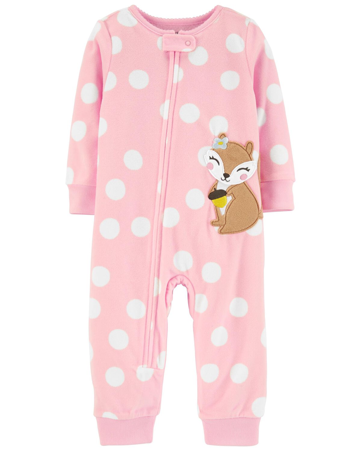Pink Toddler 1Piece Squirrel Fleece Footless Pajamas