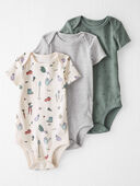 Veggie Garden, Striped, Green Team - Baby 3-Pack Organic Cotton Rib Bodysuits