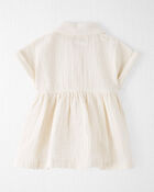 Baby Organic Cotton Button-Front Dress in Cream, image 2 of 6 slides
