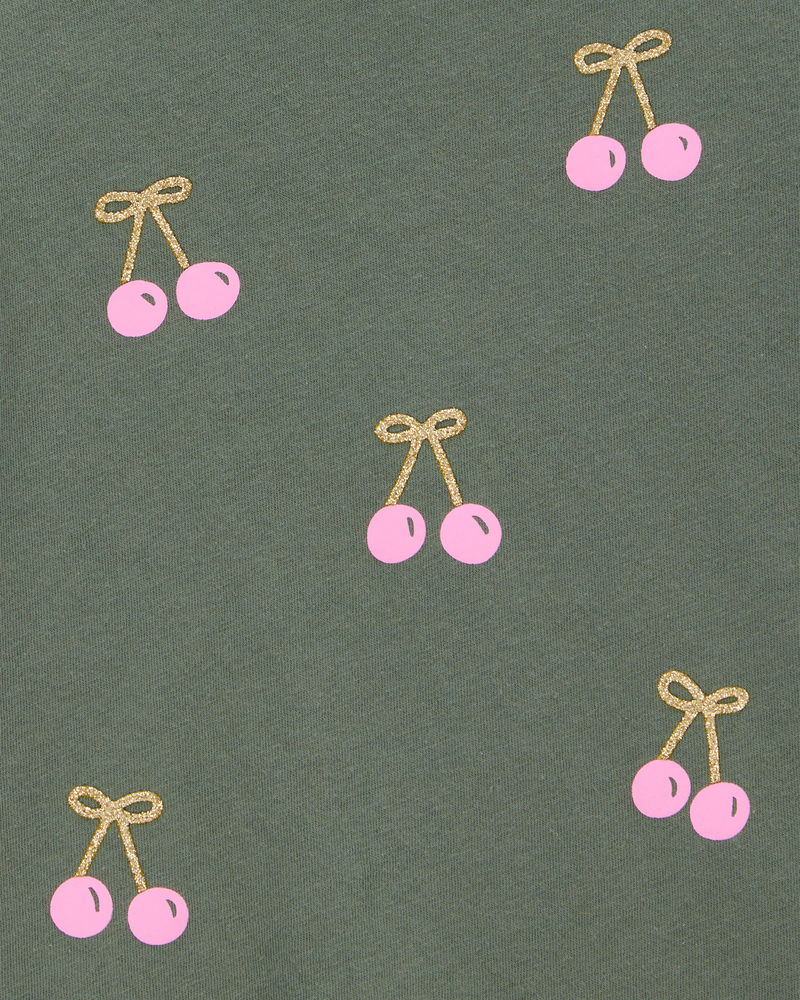 Toddler Cherry Short-Sleeve Graphic Tee - Olive, image 2 of 3 slides