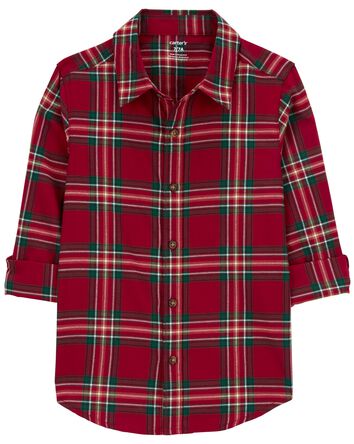 Kid Plaid Button-Down Shirt, 