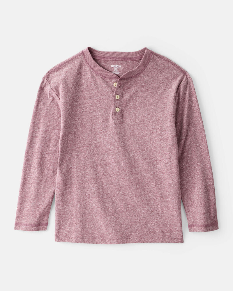 Boys Long-Sleeve Henley - Red, image 1 of 3 slides