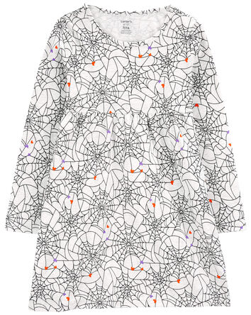 Kid Halloween Spider Web Jersey Dress, 