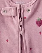 Baby Girl Strawberry Print 100% Cotton Sleep & Play - Pink, image 3 of 5 slides