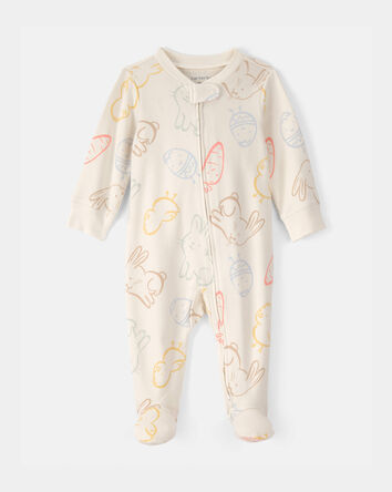 Baby Easter 100% Cotton Sleep & Play Pajama - Cream, 