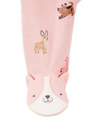 Baby Girl Dog Print 2-Way Zip Cotton Sleep & Play Pajamas - Pink, image 2 of 4 slides