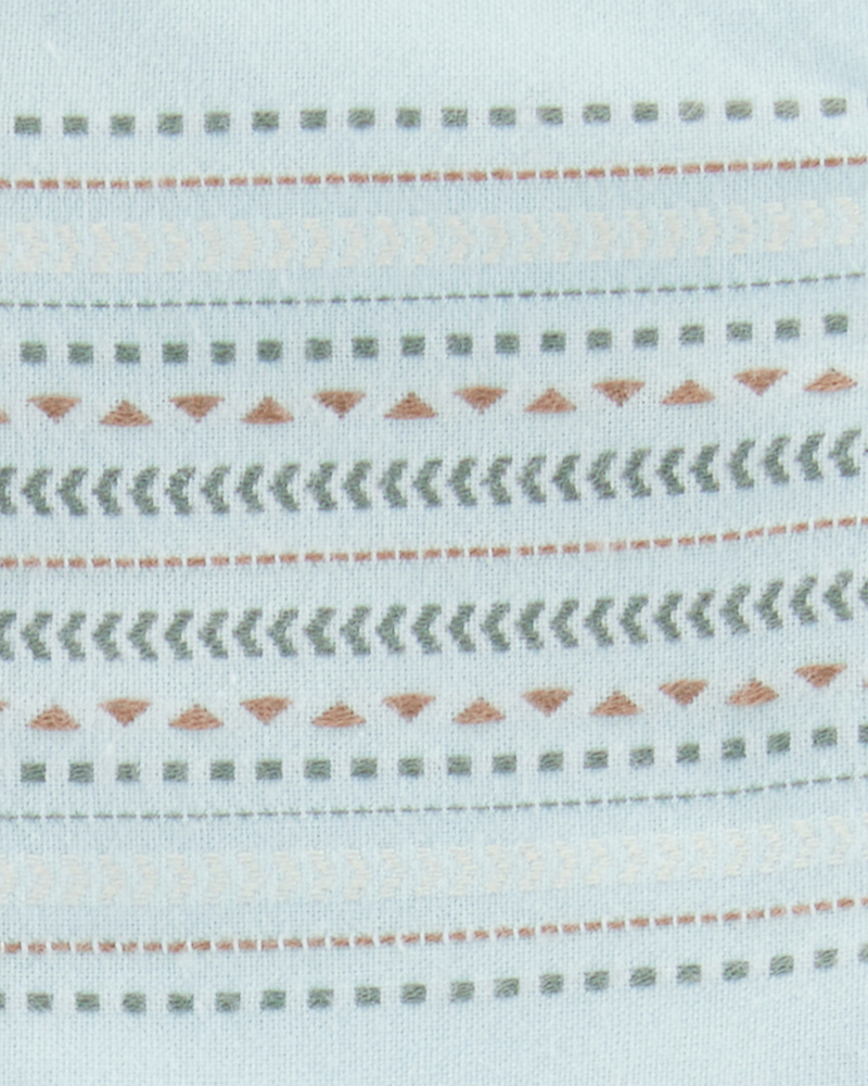 Baby Tribal Print Button-Front Romper - Blue, image 3 of 4 slides