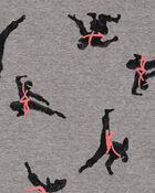 Kid Ninja Print Snug Fit Cotton 4-Piece Pajamas, image 3 of 4 slides
