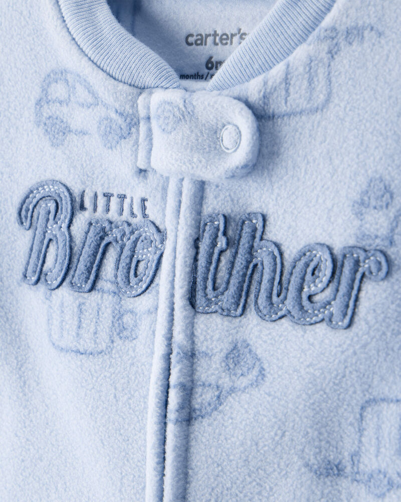 Baby Boy Firetruck Print Loose Fit Long-Sleeve Sleep & Play - Blue, image 2 of 4 slides