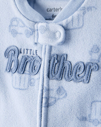 Baby Boy Firetruck Print Loose Fit Long-Sleeve Sleep & Play - Blue, 