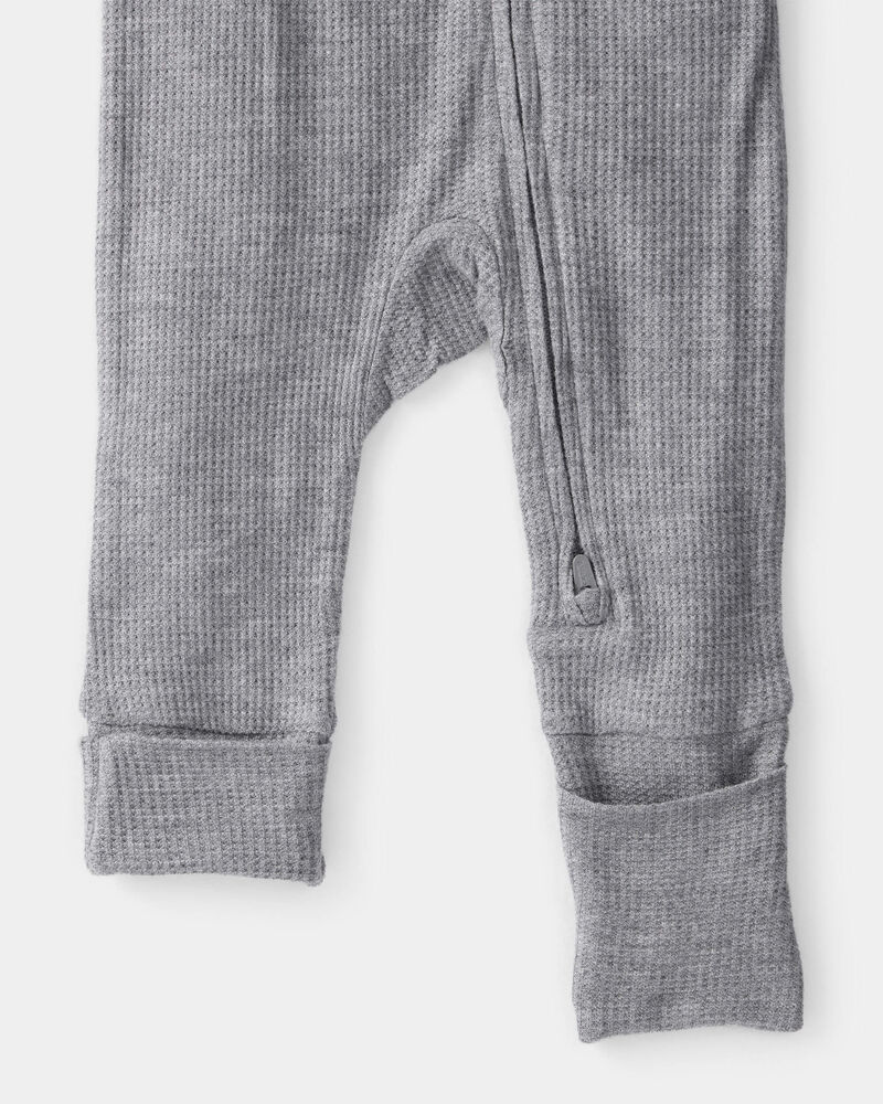 Baby Boy Solid PurelySoft Long-Sleeve 2-Way Zip Sleep & Play Pajamas - Grey, image 3 of 8 slides