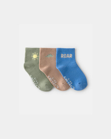 Toddler Boy 3-Pack Dino Ankle Socks - Blue/Grey, 