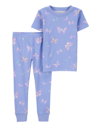 Toddler Girl 2-Piece Butterfly 100% Snug Fit Cotton Pajamas - Purple, 