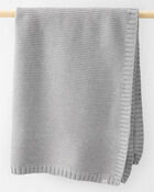 Baby Organic Cotton Textured Knit Blanket in Gray, image 1 of 4 slides