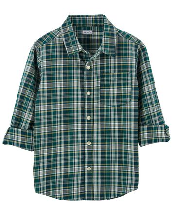 Kid Plaid Button-Front Shirt, 