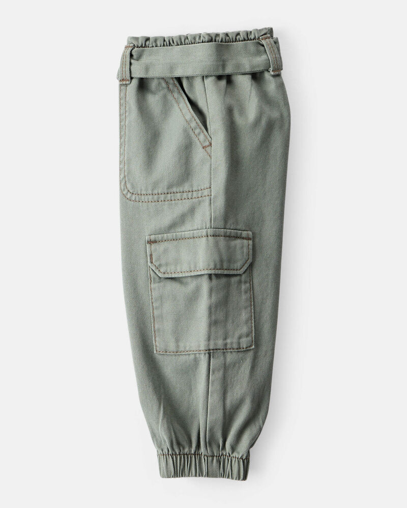Baby Girl Cotton Cargo Joggers - Green, image 3 of 5 slides