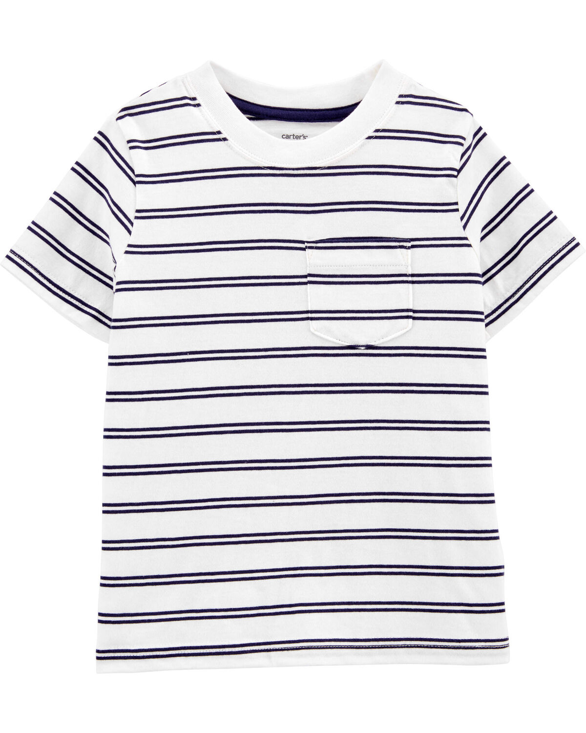White/Navy Toddler Striped Pocket Tee | carters.com