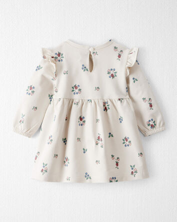 Baby Girl Organic Cotton French Terry Dress in Berry Blossom Print, 