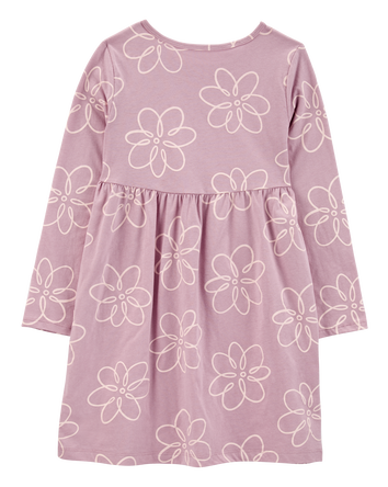 Kid Floral Long-Sleeve Jersey Dress, 