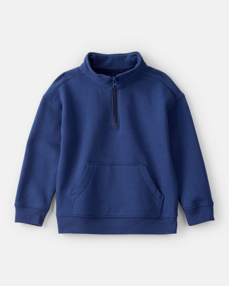 Toddler Boy Solid Fleece Quarter Zip Sweatshirt - Navy, image 1 of 3 slides
