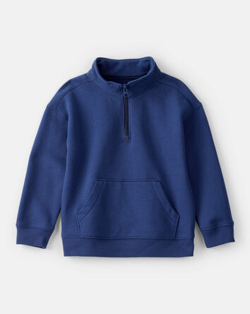 Toddler Boy Solid Fleece Quarter Zip Sweatshirt - Navy, 