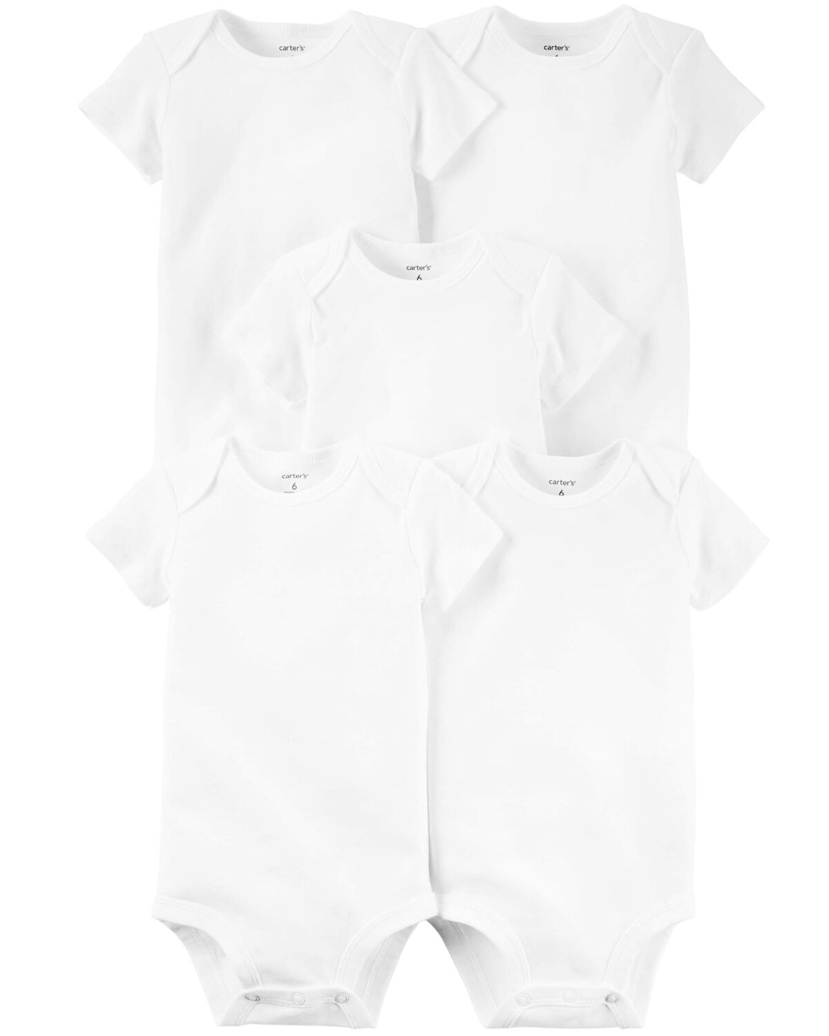 White Baby 5-Pack Short-Sleeve Bodysuits | carters.com