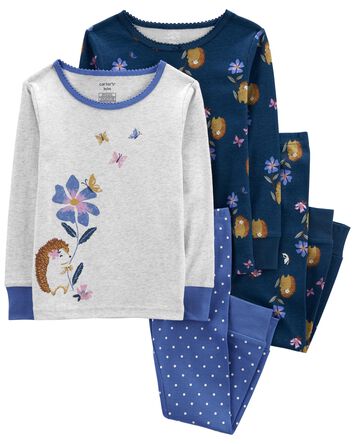 Toddler 4-Piece Hedgehog 100% Snug Fit Cotton Pajamas, 