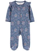 Floral 2-Way Zip Cotton Sleep & Play Pajamas, image 1 of 4 slides
