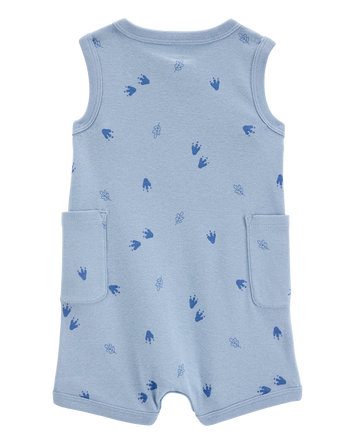 Baby Boy Dinosaur Cotton Romper - Blue, 
