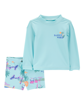 Baby Tropical Rashguard Set - Turquoise, 