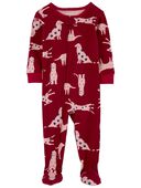 Burgundy - Toddler 1-Piece Dog 100% Snug Fit Cotton Footie Pajamas