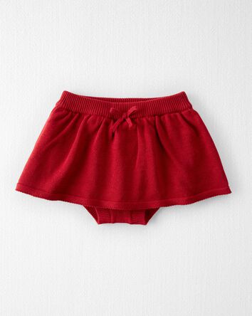 Baby Red Organic Cotton Sweater Knit Skirt, 