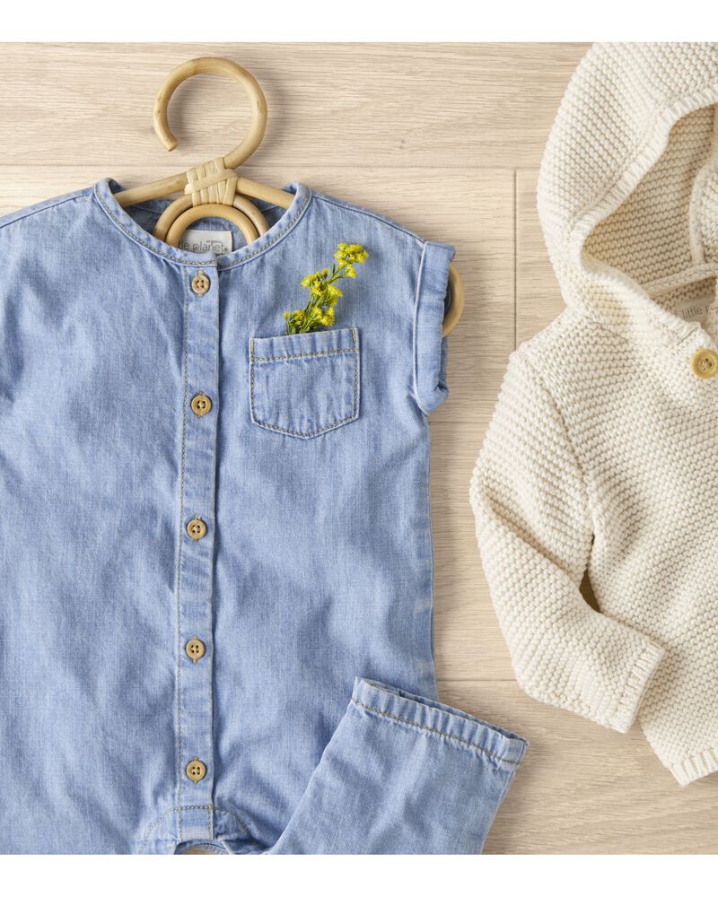 Baby Organic Cotton Chambray Jumpsuit, image 4 of 5 slides