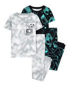 Kid 4-Piece Sports Cotton Pajamas, image 1 of 4 slides
