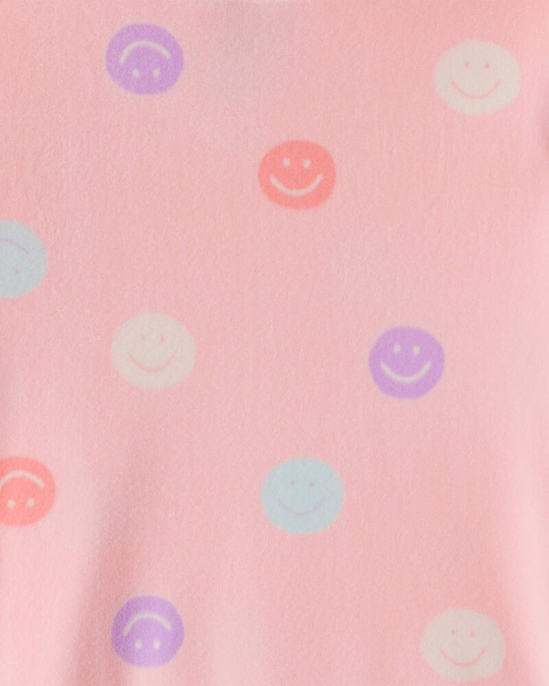 Toddler Girl Smiley Face Print Velour Long-Sleeve Snug Fit 2-Piece Pajamas - Pink, image 2 of 3 slides
