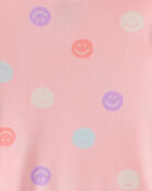 Toddler Girl Smiley Face Print Velour Long-Sleeve Snug Fit 2-Piece Pajamas - Pink, image 2 of 3 slides