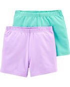 Kid 2-Pack Mint/Purple Bike Shorts, image 1 of 2 slides
