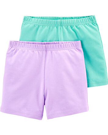 Kid 2-Pack Mint/Purple Bike Shorts, 