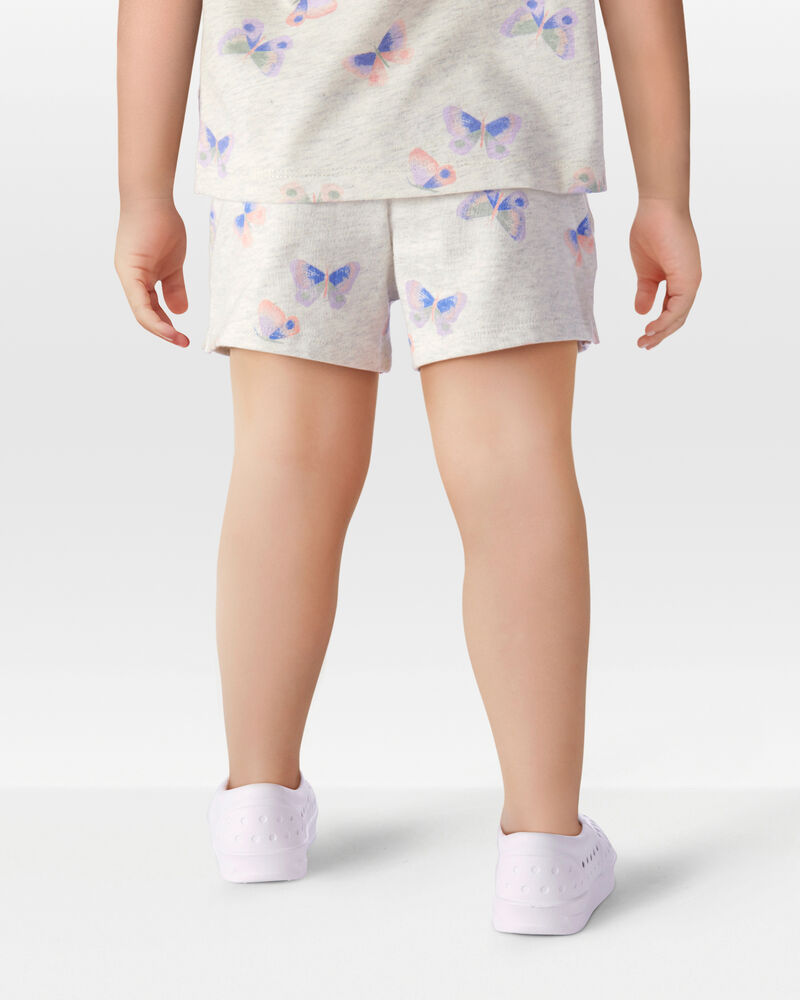 Toddler Girl Butterfly Print Pull-On French Terry Shorts - Grey, image 3 of 6 slides