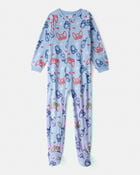 Boys Video Games Print Fleece Long-Sleeve Zip-Up 1-Piece Pajamas - Blue, image 1 of 3 slides