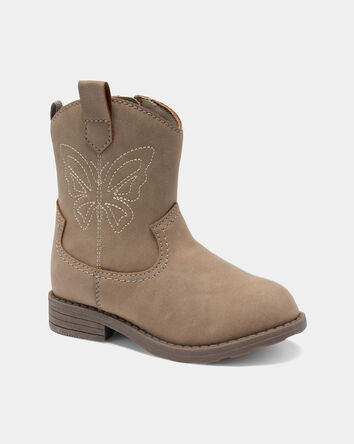 Toddler Girl Butterfly Stitch Cowgirl Boots - Brown, 