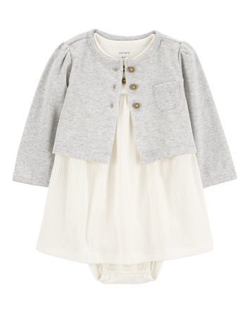 Baby 2-Piece Bodysuit Dress & Cardigan Set, 