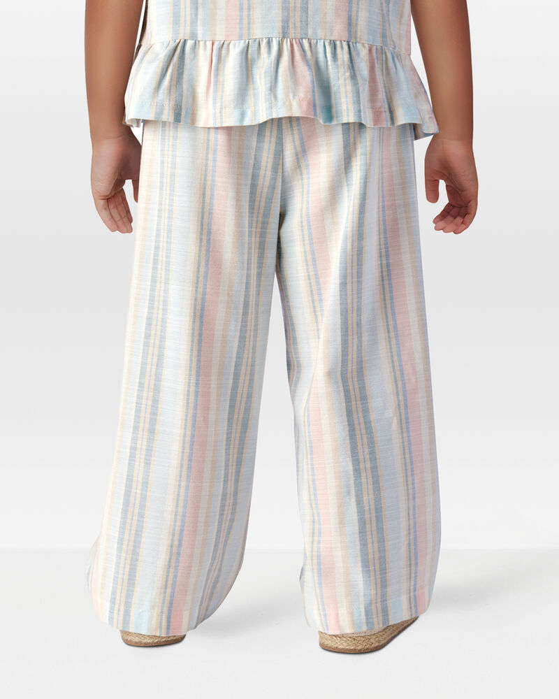 Toddler Girl Striped Linen Look-Alike Tie-Waist Pants, image 3 of 6 slides