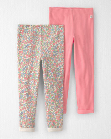 Toddler Girl 2-Pack Organic Cotton Rib Leggings, 
